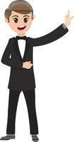 Character of a boy dressed up like a groom. vector