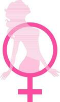 Character of pink faceless woman in venus symbol. vector
