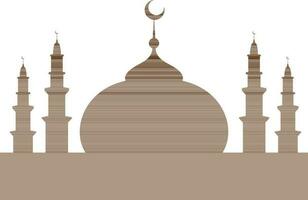 Flat illustration of a brown mosque. vector