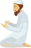 Character of muslim man praying. vector