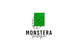 monstera hoja logo vector icono ilustración