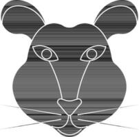 Chinese zodiac sign in mouse face in glyph style. vector