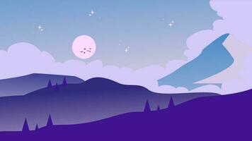 vector  purple mountain landscape with a mountain in the background.