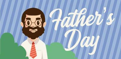 vector father's day banner with vector illustration of dad smiling