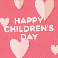 happy children's day vector greeting in red color decorated with love vector background