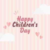 happy children's day greeting card with vector illustration of love and clouds background