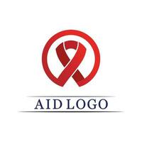 aids ribbon logo and world aids day vector design