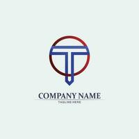 T letter, T logo vector font alphabet design and icon T