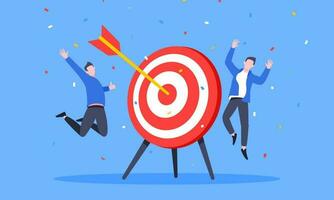 Goal achievement business concept sport target icon and arrow in the bullseye. vector