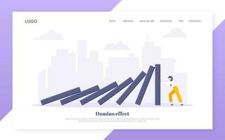 Domino effect business resilience metaphor vector illustration concept.