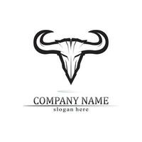 Bull horn and buffalo logo and symbols template icons app vector