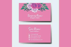 Business Card Template Rose with Anemone Flower Watercolor vector