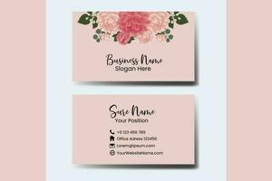 Business Card Template Dahlia Flower Watercolor vector