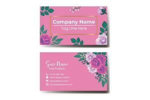 Business Card Template Rose with Anemone Flower Watercolor vector