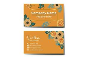 Business Card Template Orange Rose Flower Watercolor vector