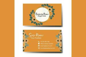 Business Card Template Orange Rose Flower Watercolor vector