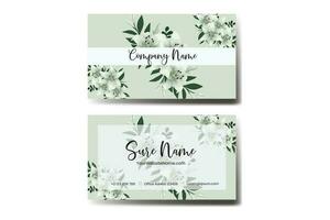 Business Card Template White Lily Flower Watercolor vector