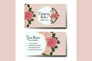 Business Card Template Dahlia Flower Watercolor vector