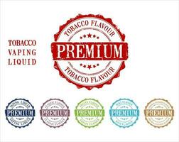 Collection of premium quality vaping e liquid badges vector