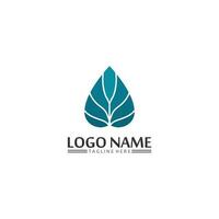 vector de hoja de árbol y concepto amigable de diseño de logotipo verde