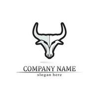 toro y vaca animal, logo y vector cuerno y búfalo logo y símbolos plantilla iconos aplicación