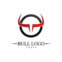 Bull horn and buffalo logo and symbols template icons app vector