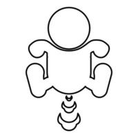 Child farts puffing contour outline line icon black color vector illustration image thin flat style