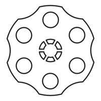 The drum of the revolver contour outline line icon black color vector illustration image thin flat style