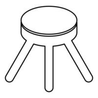 Stool with three legs furniture legged household concept contour outline line icon black color vector illustration image thin flat style