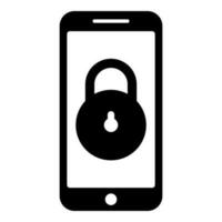 Smartphone lock personal data security cyber access concept phone locked cellphone padlock use icon black color vector illustration image flat style