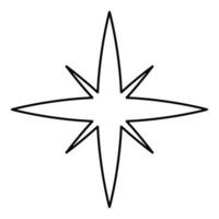 Star spark contour outline line icon black color vector illustration image thin flat style