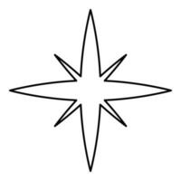 Star spark contour outline line icon black color vector illustration image thin flat style