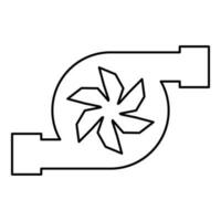 Turbine car mobile concept automobile turbo charger repair service turbocharger contour outline line icon black color vector illustration image thin flat style