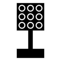 Stadium spotlight floodlight tower bright light icon black color vector illustration image flat style
