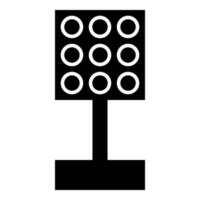 Stadium spotlight floodlight tower bright light icon black color vector illustration image flat style