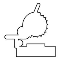 Miter saw bench steel cut off machine carpentry workshop concept contour outline line icon black color vector illustration image thin flat style