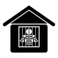 Prisoner in prison building icon black color vector illustration image flat style