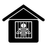 Prisoner in prison building icon black color vector illustration image flat style