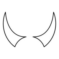 Horn of devil horns monster from hell Halloween carnival concept demon satan evil contour outline line icon black color vector illustration image thin flat style