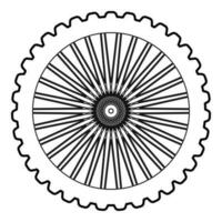 Bike wheel bicycle bike motorcycle contour outline line icon black color vector illustration image thin flat style