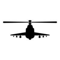 combate helicóptero ataque militar concepto ver frente icono negro color vector ilustración imagen plano estilo