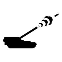 Self-propelled howitzer artillery system archer shoots projectile shell icon black color vector illustration image flat style