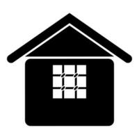 Prison jail gaol House with grate on window citadel home icon black color vector illustration image flat style