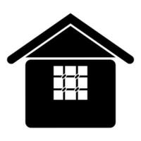 Prison jail gaol House with grate on window citadel home icon black color vector illustration image flat style