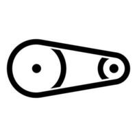 Belt transmission mechanism with two pulleys drive part automobile tension rollers engine spare auto repair wheels with rubber tape V-belt Automotive concept icon black color vector illustration