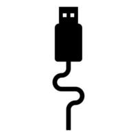 USB cable conector tipo un datos icono negro color vector ilustración imagen plano estilo