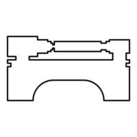 Lathe machine industrial mechanism apparatus manufacturing professional metalworking machining concept contour outline line icon black color vector illustration image thin flat style