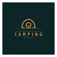 vintage and retro tent logo, camping. With tent, tree and bonfire sign. adventurers, scouts, climbers, camping equipment center vector