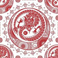 Seamless pattern with Asian elements for happy Chinese new year of the Dragon 2024 vector