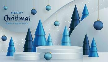 3d Podium round stage style, for Merry Christmas and happy new year vector